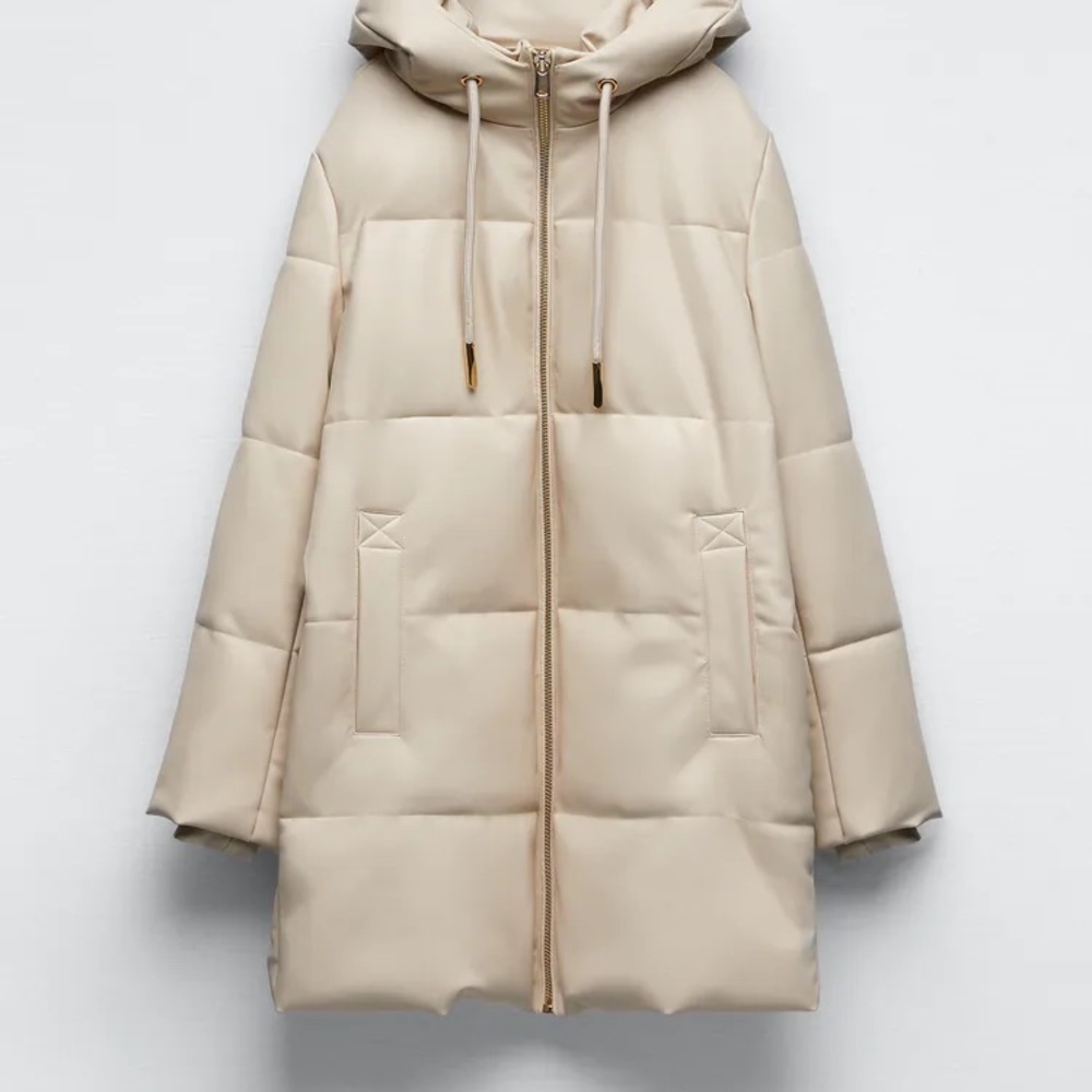 Zara faux leather puffer mid length.